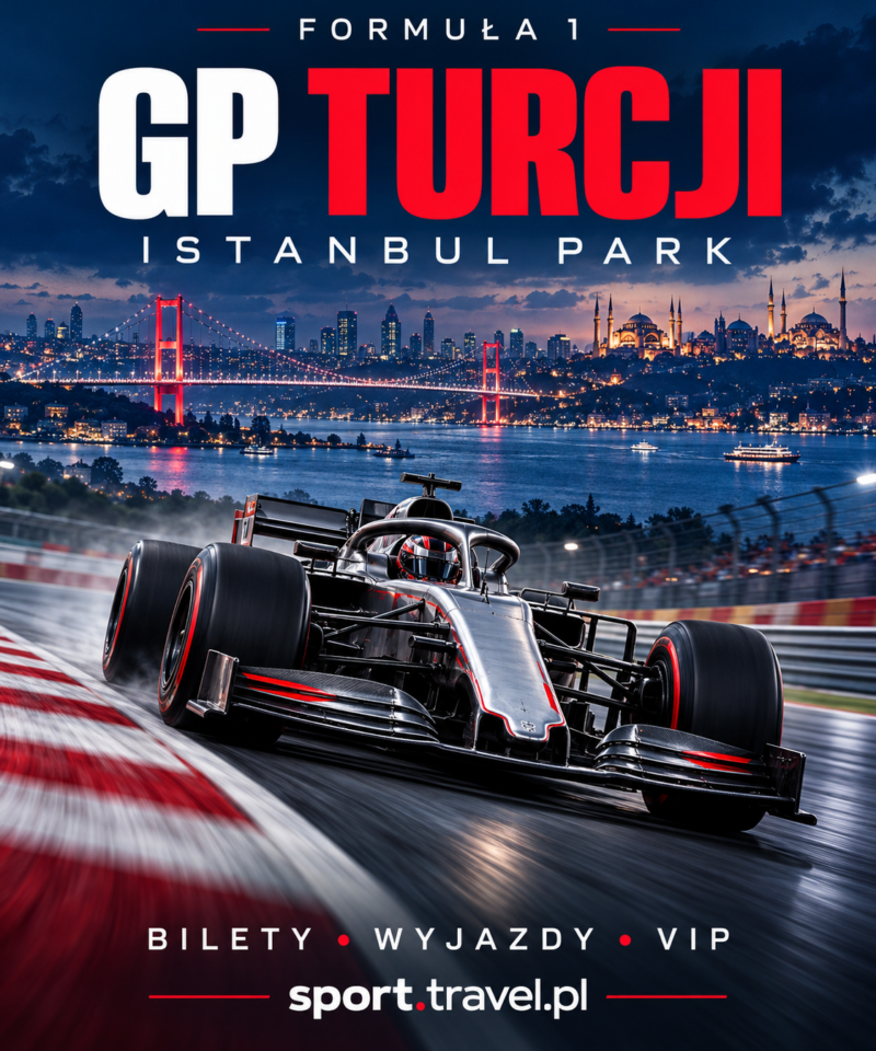 Formuła 1 GP Turcji – plakat z bolidem i panoramą Stambułu
